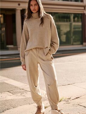 Free People Beach Hailee Turtleneck Set in New Oat Size Small (oversized) EUC